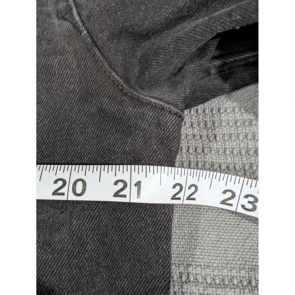 Pull&Bear Mens Washed Black Denim Trucker Jacket Large L Button Up Cotton
